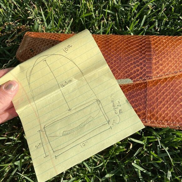 Vintage 1950s Genuine Snake Skin Gold Chain Crossbody Bag Clutch - Picture 2 of 14